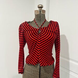 Rare vintage 1980s Frederick’s of Hollywood black and red blouse top